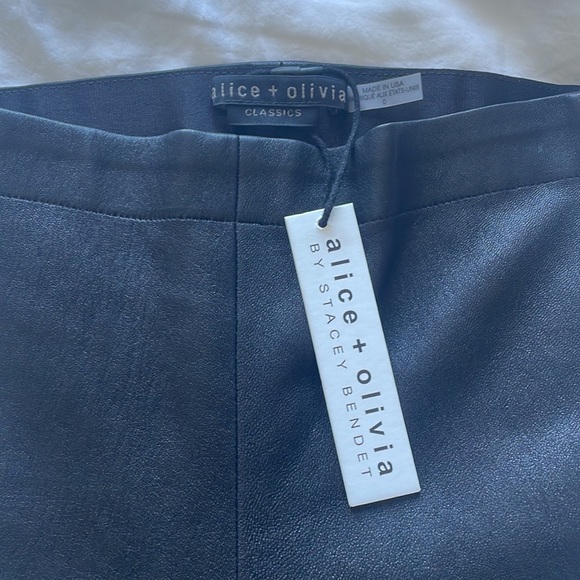 Alice + Olivia BLACK MADDOX SIDE ZIP LEATHER LEGGING NWT - Picture 5 of 7